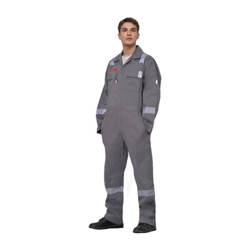 Flame Resistant FR Hi Vis Coveralls for Men NFPA 2112 Complied 7oz Overall for Men Reflective Tape Welding Coveralls 6 Pockets