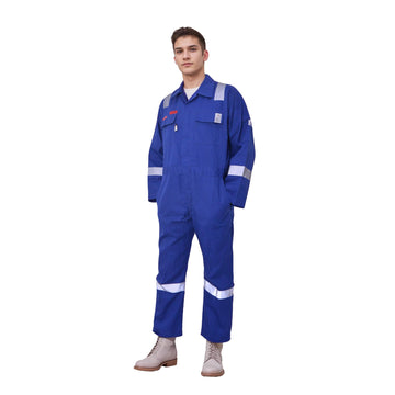 Flame Resistant FR Hi Vis Coveralls for Men NFPA 2112 Complied 7oz Overall for Men Reflective Tape Welding Coveralls 6 Pockets