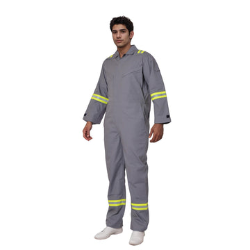 Flame Resistant FR Hi Vis Coveralls for Men NFPA 2112 Complied 7oz Overall for Men Reflective Tape Welding Coveralls 6 Pockets