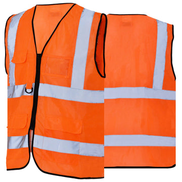 SALUS WEAR High Visibility Vest Reflective Strip Front & Back 3 Pockets 1 ID Window Ideal for Construction, Security and Industrial Work