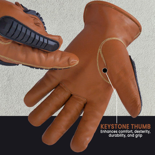 SALUS WEAR Leather Work Gloves for Men - Impact Level 2, Cut Resistant Gloves Level 6 | Kevlar Stitching | Construction Gloves for Men (Medium)