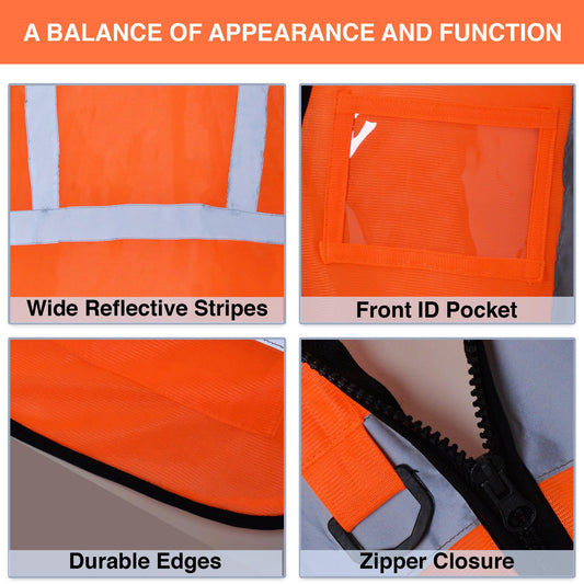 SALUS WEAR High Visibility Vest Reflective Strip Front & Back 3 Pockets 1 ID Window Ideal for Construction, Security and Industrial Work