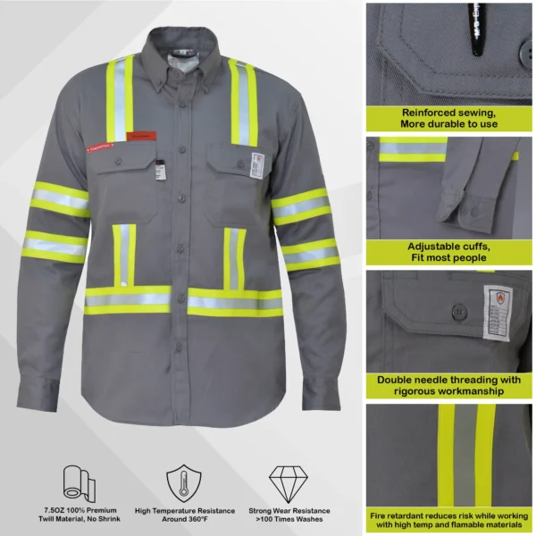 FR HiVis Shirt - Grey - Image 2